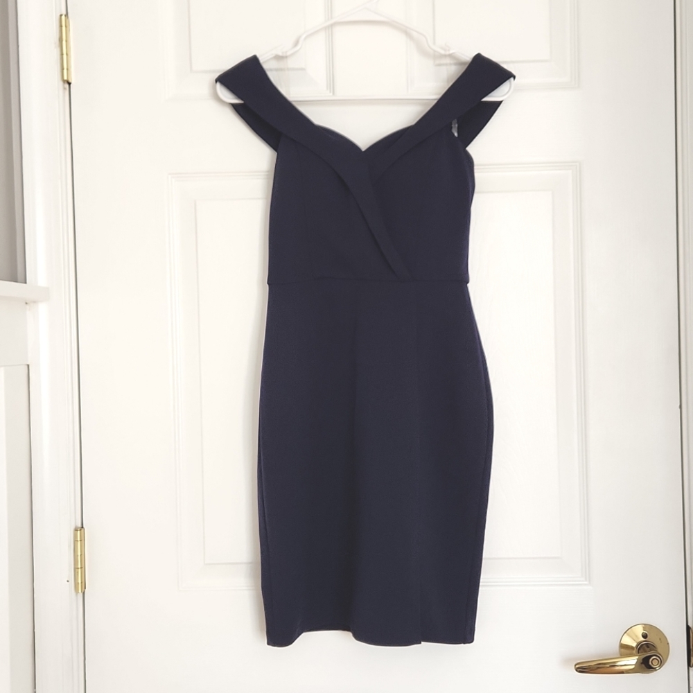 Speechless Navy Off The Shoulder Cocktail Dress